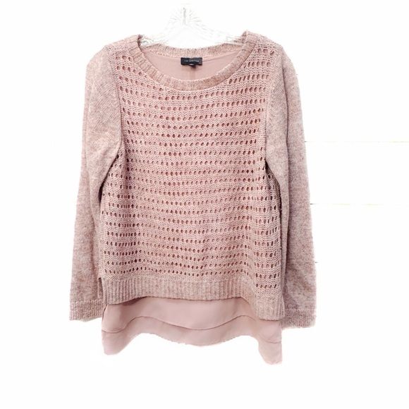 The Limited Women's Marled Pink Wool Blend Knit layered sweater ❤️ - Picture 2 of 7